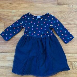 Wonder Nation Navy Blue Polka Dot 3/4 Sleeve Dress